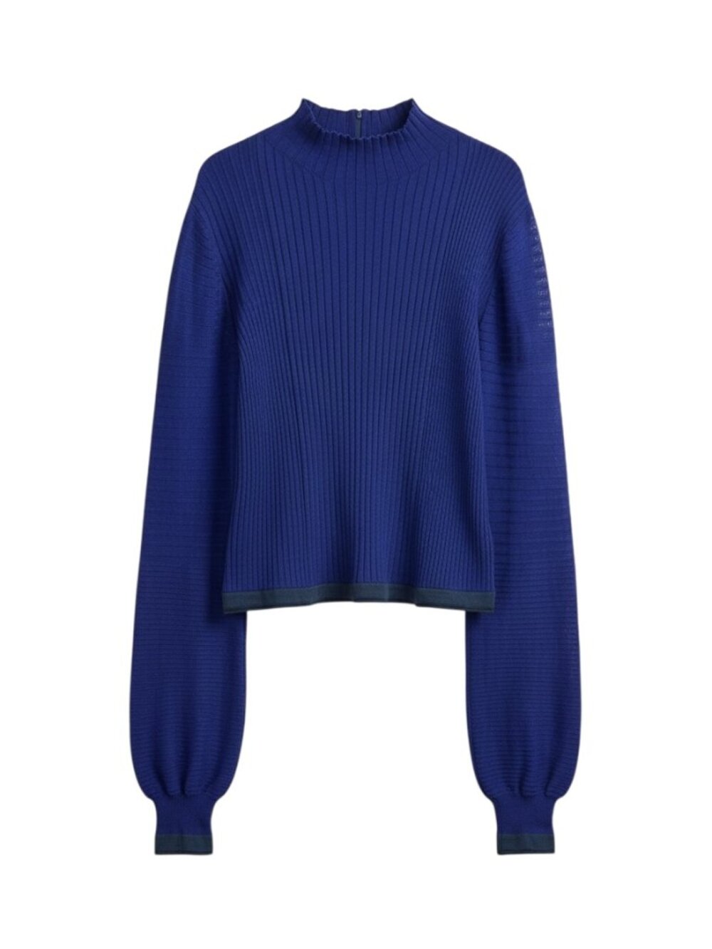 Roksanda Mockneck Sweater Rib Knit Top Shirt Blouse Blue Green XL